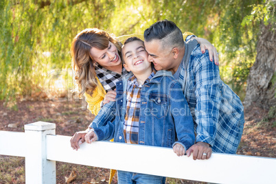 Mixed Race Family Portrait Outdoors