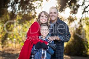 Mixed Race Family Portrait Outdoors