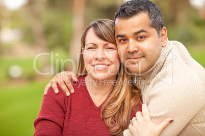 Attractive Mixed Race Couple Portrait in the Park