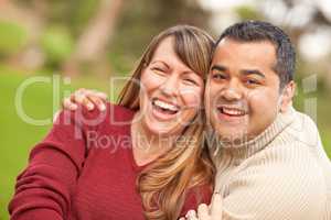 Attractive Mixed Race Couple Portrait in the Park