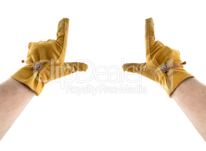 Male Hands Framing with Meticulous Clipping Path Isolated on Whi