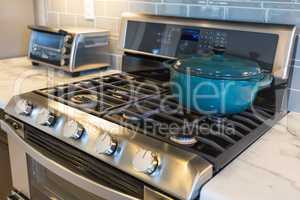Beautiful Kitchen Stove with Cooking Pot and Toaster Over