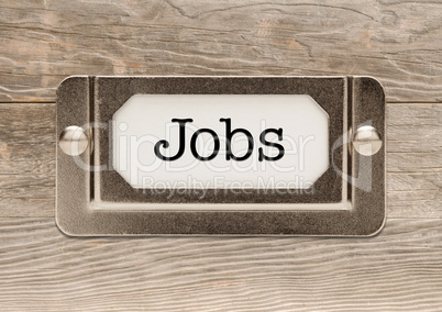 Jobs Metal File Cabinet Label Frame on Wood