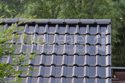 Black roof tiles on a roof