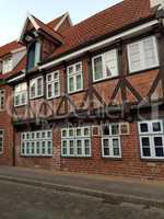 Half-timbered red brick houses in Lueneburg