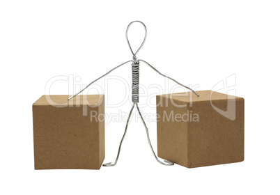 Man Between Cardboard Boxes