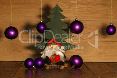 Christmas still life with beautiful purple balls