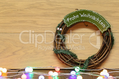 Still life with Christmas wreath made of flexible rods