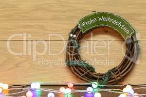 Still life with Christmas wreath made of flexible rods