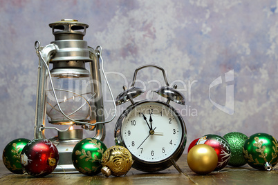 Christmas still life with multi-colored Christmas balls