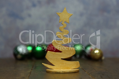 Christmas tree in plywood on a blurry background