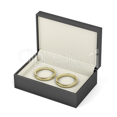 Box with gold wedding rings