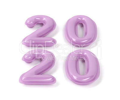 Happy new year 2020 with pink balloons