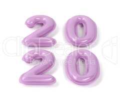 Happy new year 2020 with pink balloons
