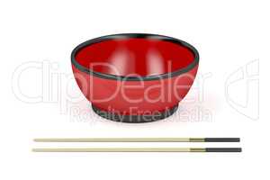 Empty bowl and wooden chopsticks