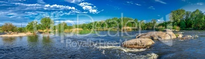 Spill of the Southern Bug River in the village of Migiya, Ukrain