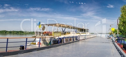 Pleasure boat in the city of Vilkovo, Ukraine