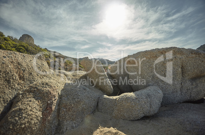 The rocks that form the beach