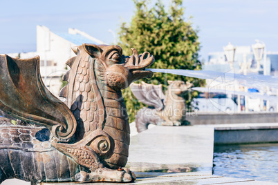 Bronze dragon fountain