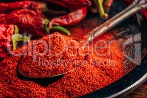 Spoonful of ground red chili pepper