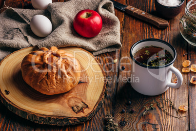 little chicken pie with herbal tea