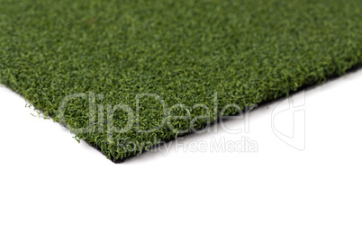 Section of Artificial Turf Grass On White Background