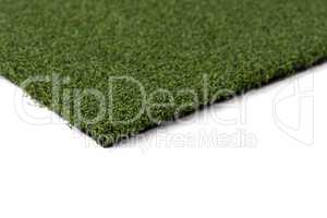 Section of Artificial Turf Grass On White Background