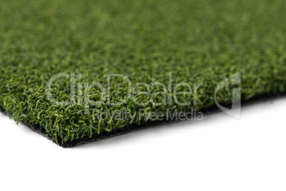 Section of Artificial Turf Grass On White Background