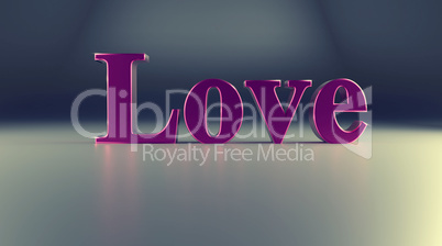 Pink steel word Love, 3d rendering