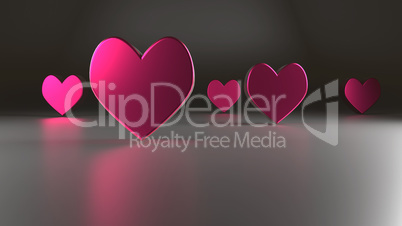 Pink heart shapes, 3d rendering