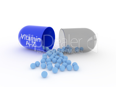 Open capsule with vitamin A-Z