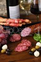Meat appetizer under the wine