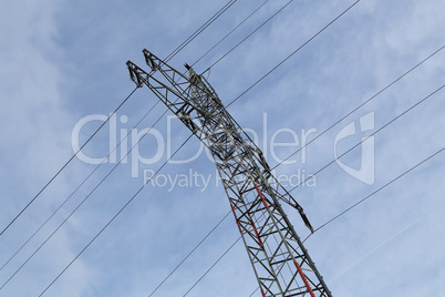 Transmission line on background of blue sky