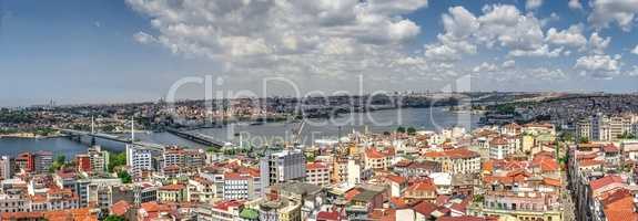 Top panoramic view of Fatih district in Istanbul, Turkey