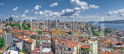 Top panoramic view of Beyoglu district in Istanbul, Turkey