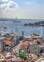 Top panoramic view of Beyoglu district in Istanbul, Turkey
