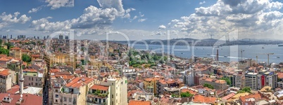 Top panoramic view of Beyoglu district in Istanbul, Turkey