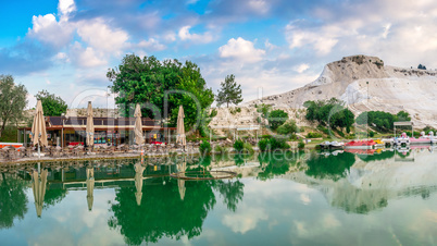 Lake and mountain in Pamukkale Village, Turkey