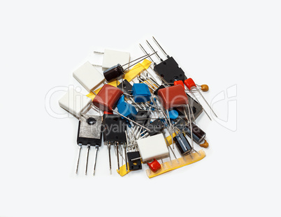 A handful of electronic components