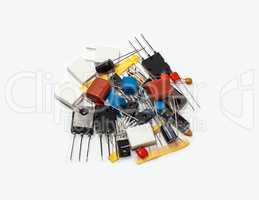 A handful of electronic components