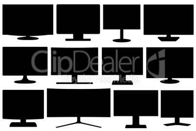 Set of different tv's and monitors