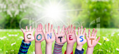 Children Hands Building Word Contest, Grass Meadow