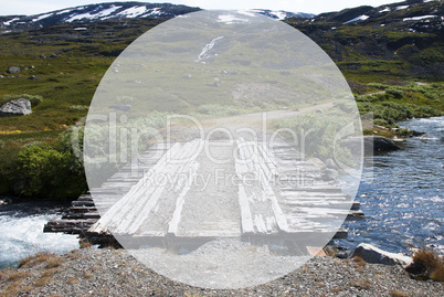 Bridge In Norway Mountains With Copy Space