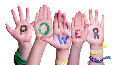 Children Hands Building Word Power, Isolated Background