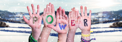 Children Hands Building Word Power, Winter Scenery
