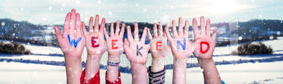 Children Hands Building Word Weekend, Winter Scenery