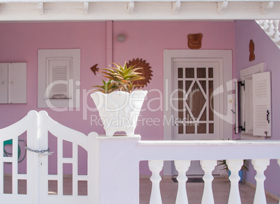 Beautiful Pink Patio in Santorini Greece