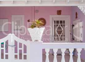Beautiful Pink Patio in Santorini Greece