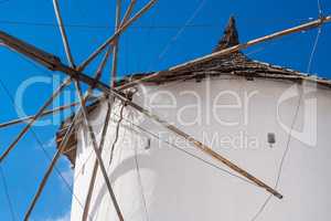 Majestic Windmill on Santorini Greece Against Deep Blue Sky