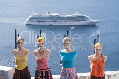 Mannequins Outside Shop on The Island of  Santorini Geece With C